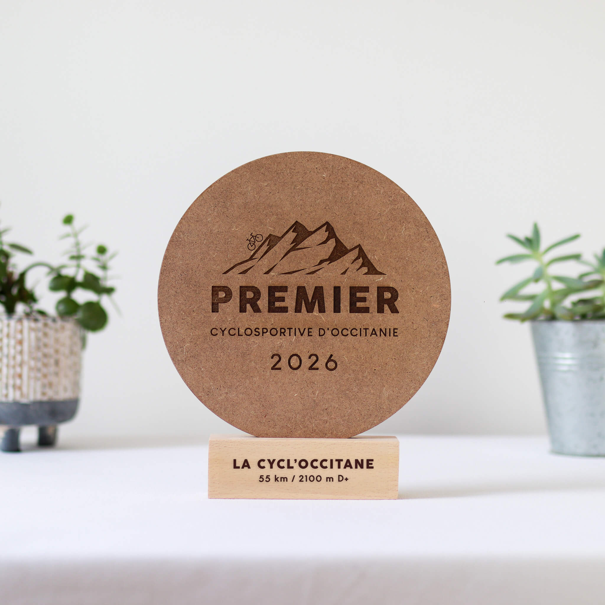 Trophée personnalisé en bois ou plexiglass – fabrication sur mesure