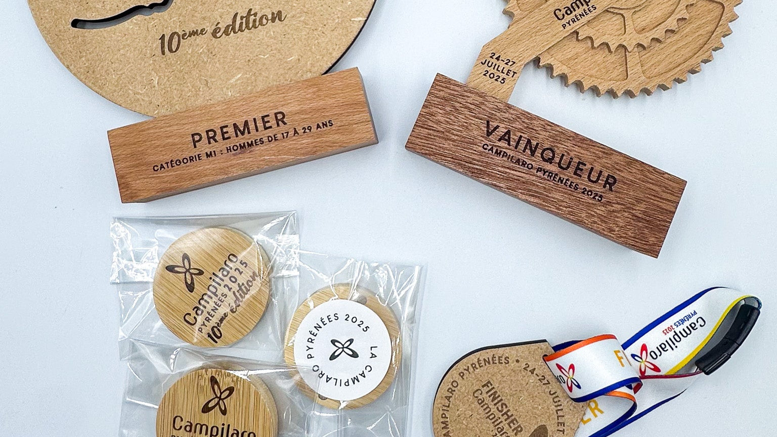 Trophées, médailles et goodies : notre atelier équipe la Campilaro Pyrénées 2025 🏆🚴‍♂️🌲
