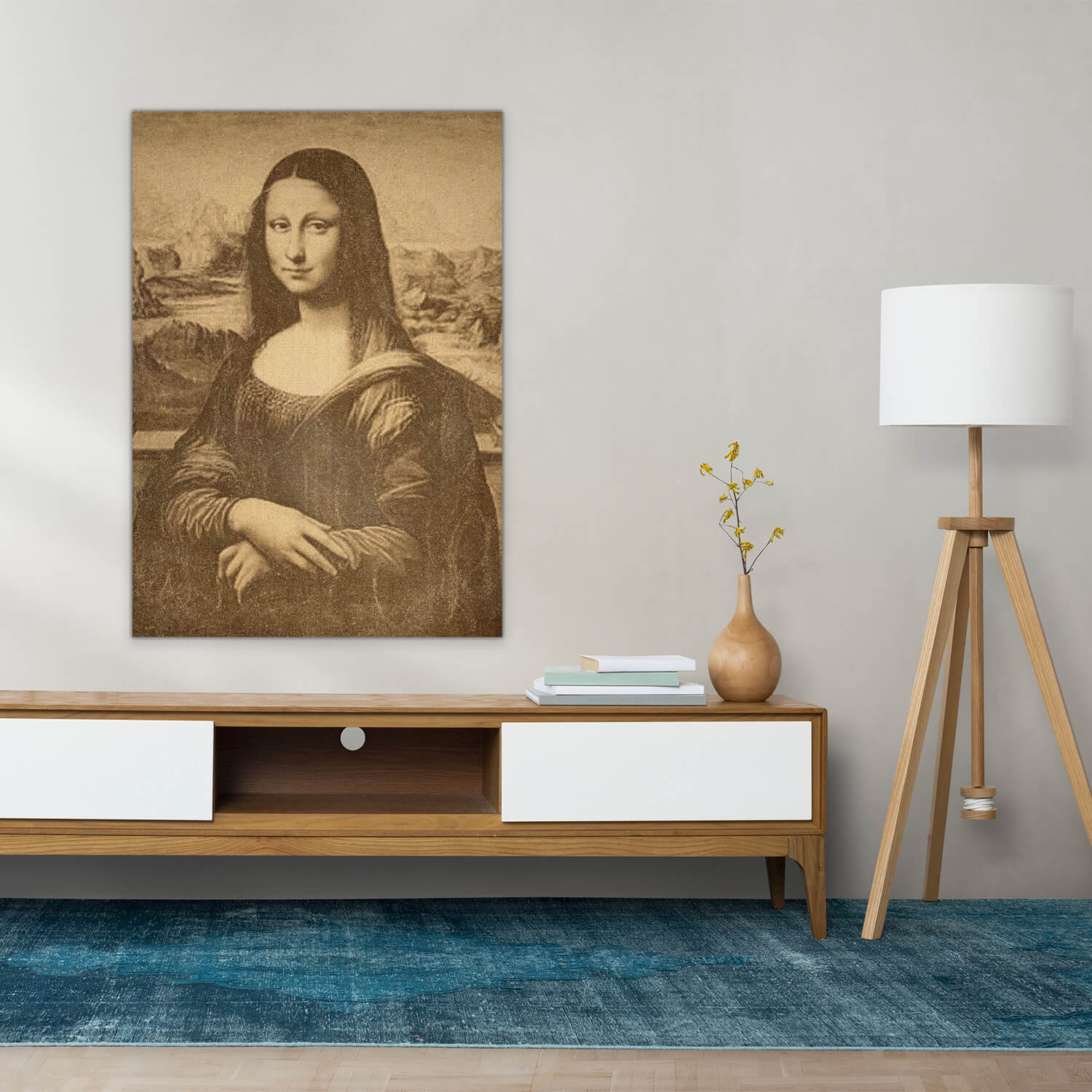 Poster en bois représentant l'oeuvre de Léonard De Vinci : La Joconde (Mona Lisa)