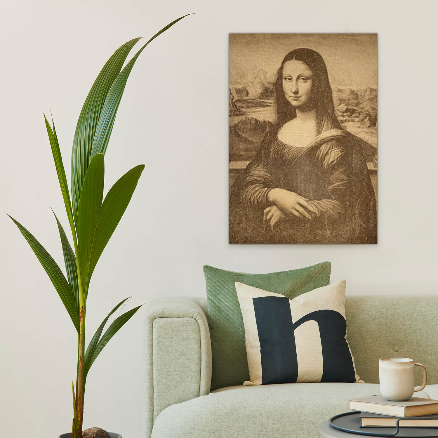 Poster en bois représentant l'oeuvre de Léonard De Vinci : La Joconde (Mona Lisa)