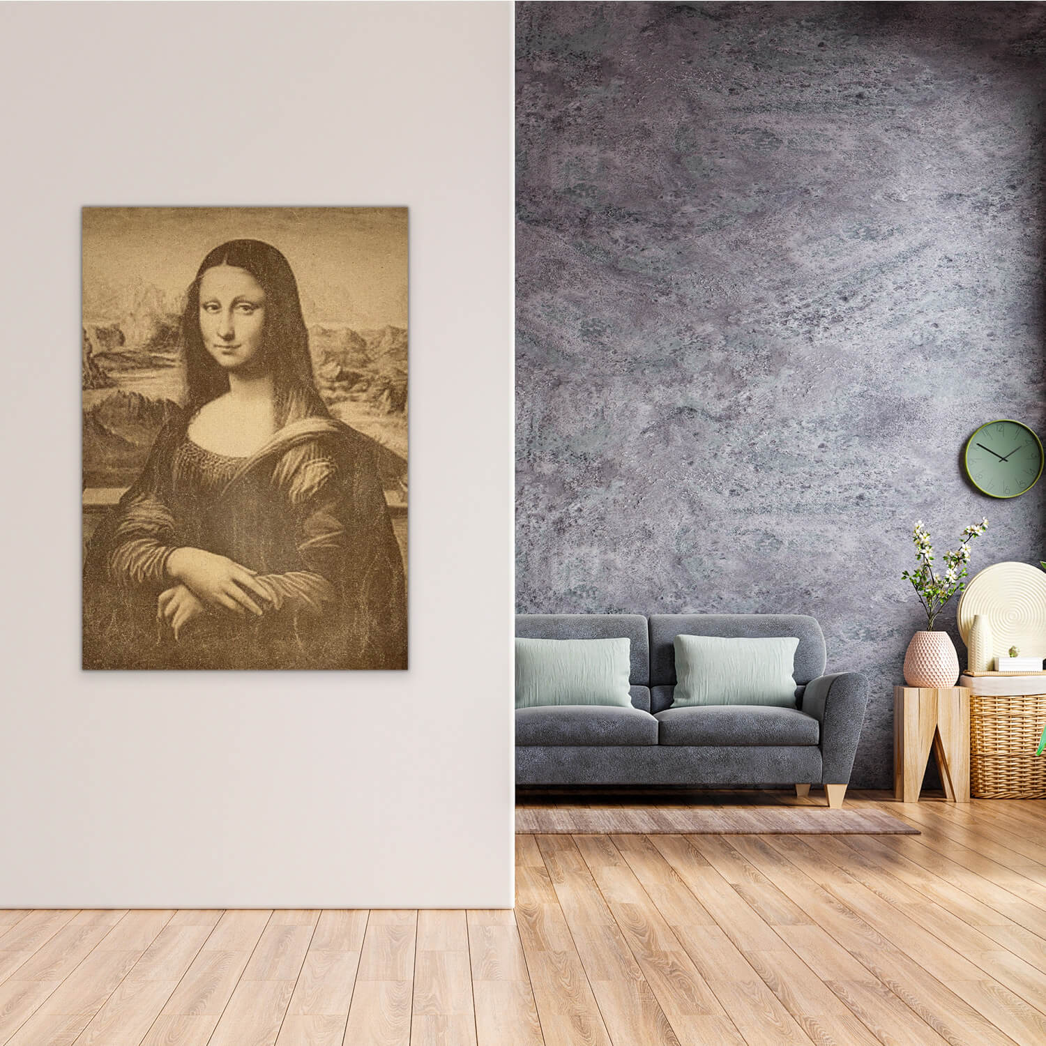 Poster en bois représentant l'oeuvre de Léonard De Vinci : La Joconde (Mona Lisa)