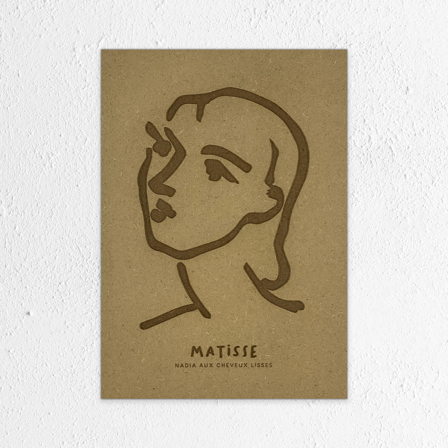 Poster en bois inspiré de l'oeuvre de Matisse "Nadia aux Cheveux Lisses".