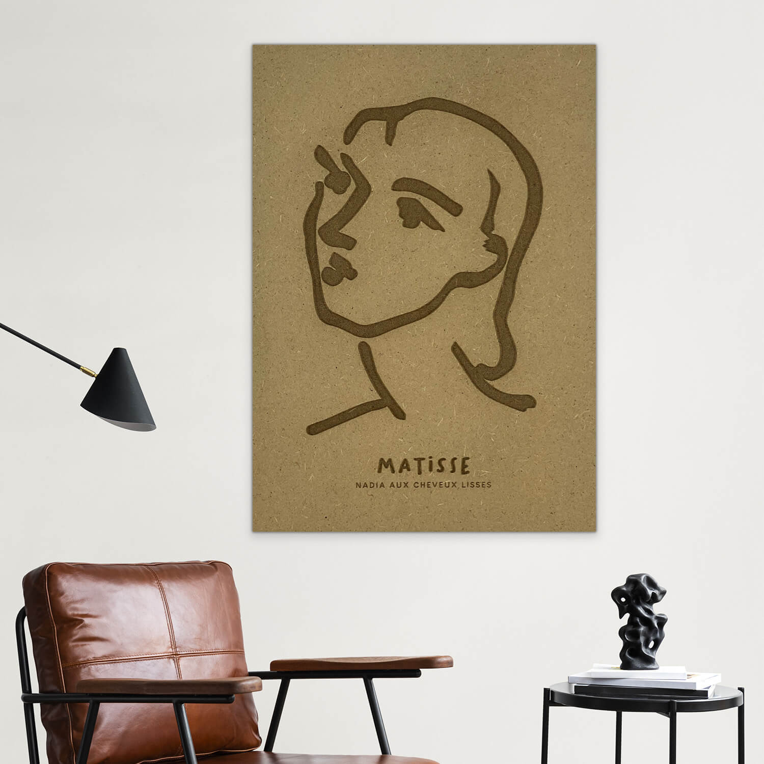 Poster en bois inspiré de l'oeuvre de Matisse "Nadia aux Cheveux Lisses".
