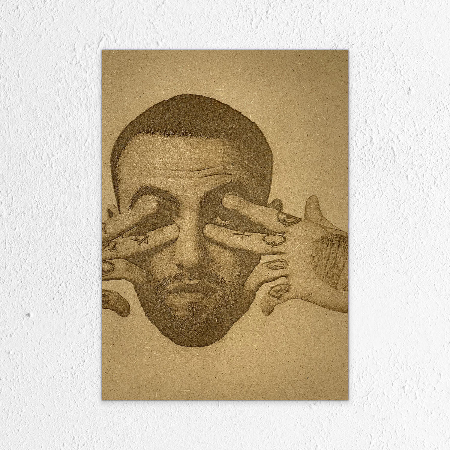 Poster en bois d'une photo du célèbre chanteur Mac Miller.