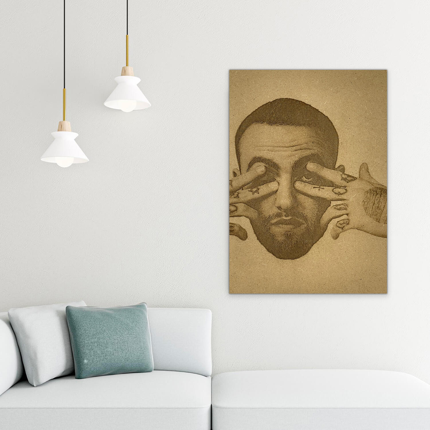 Poster en bois d'une photo du célèbre chanteur Mac Miller.