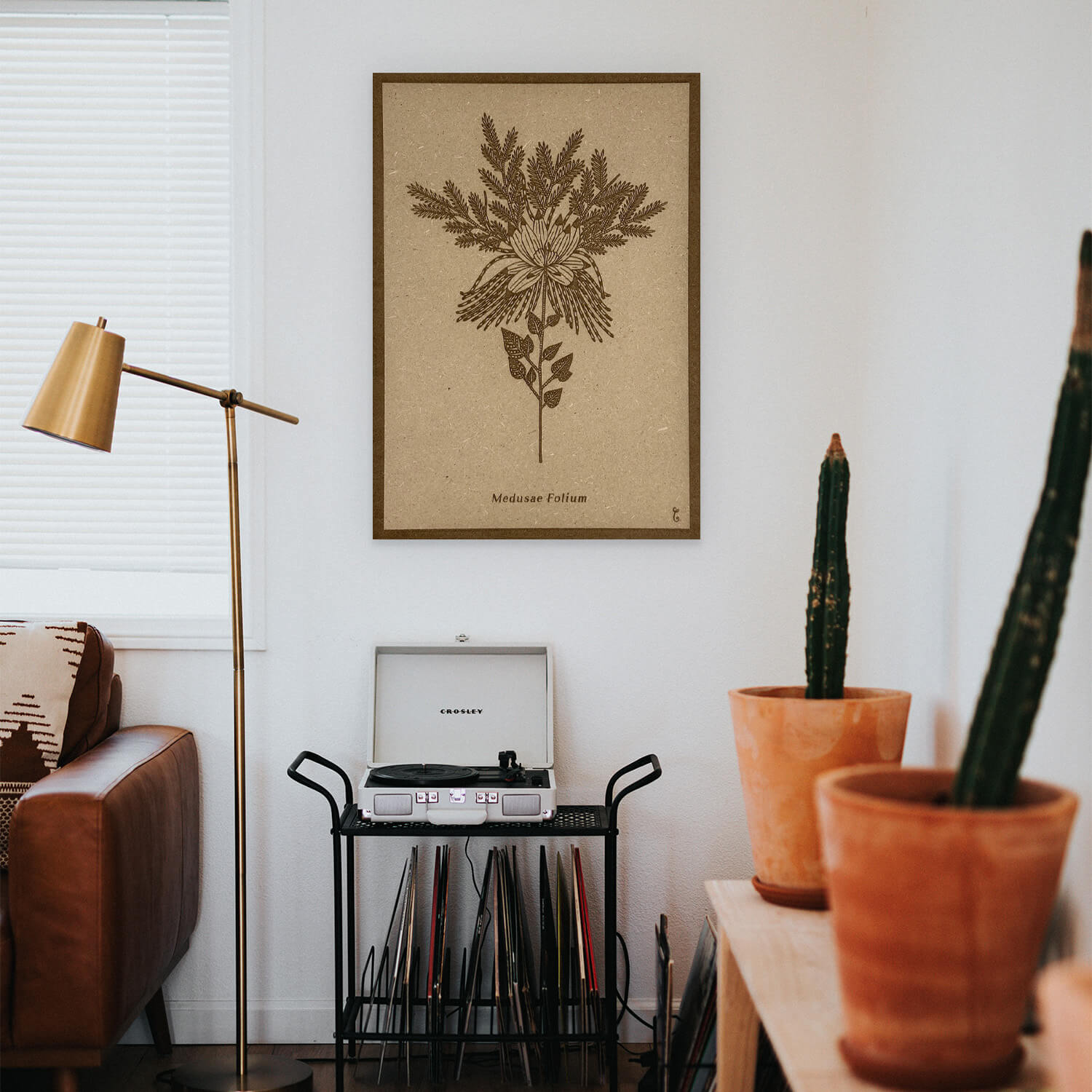 Tableau  floral en bois gravé