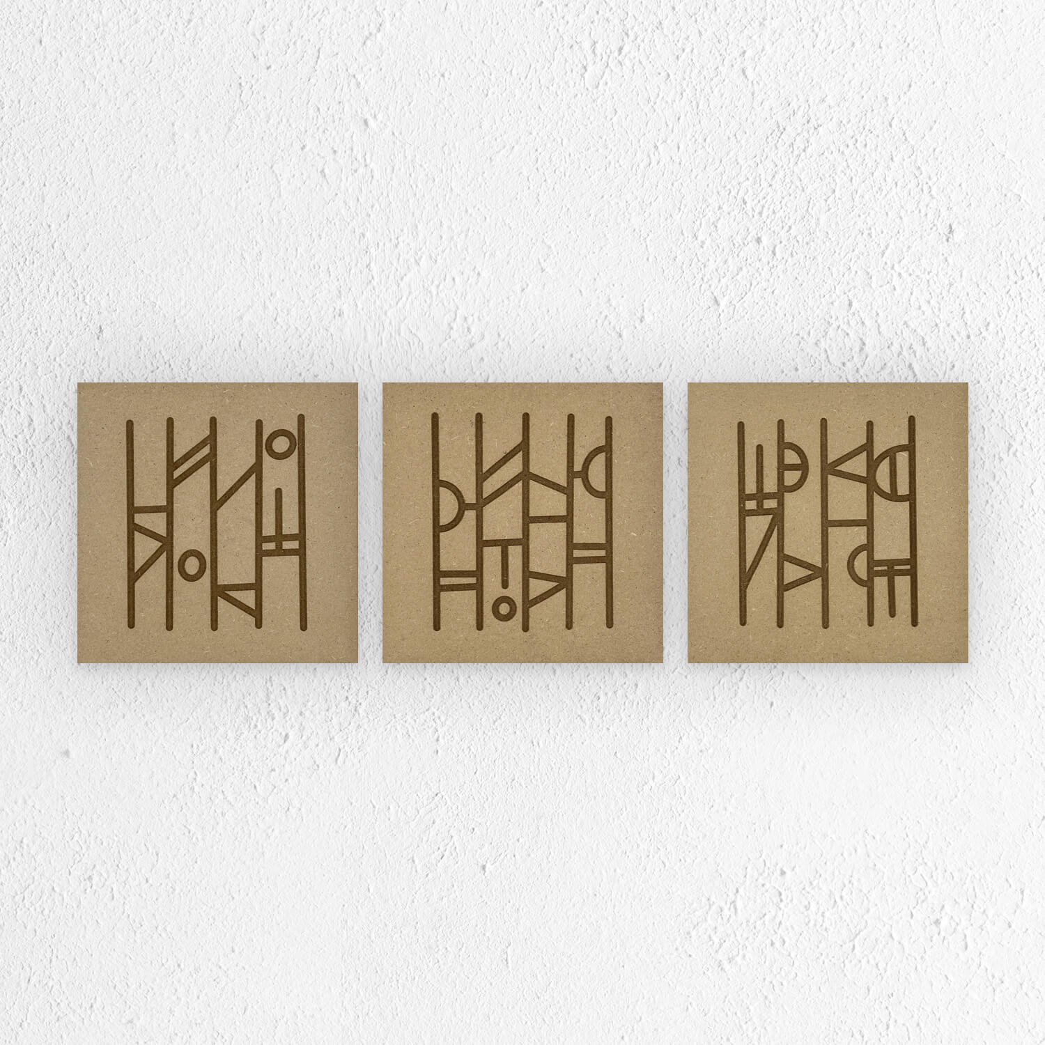 Tableau en bois gravé graphique