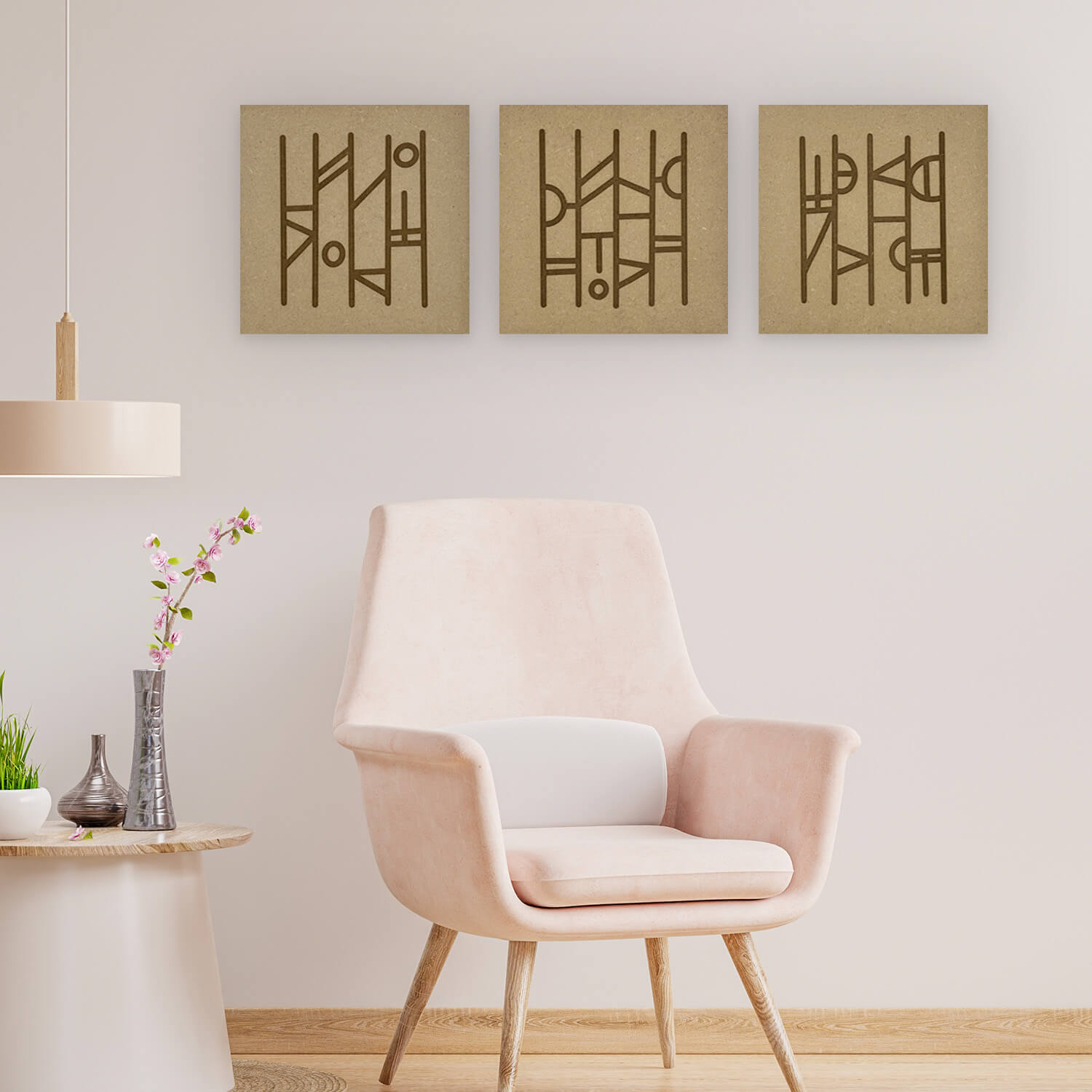 Tableau en bois gravé graphique