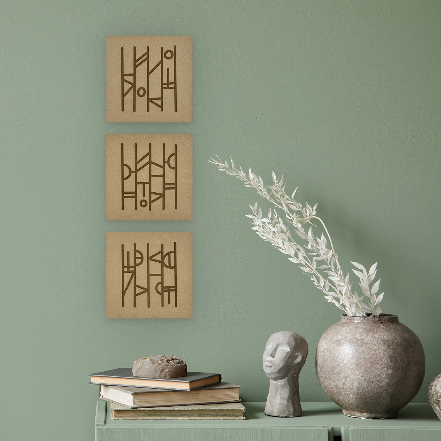Tableau en bois gravé graphique