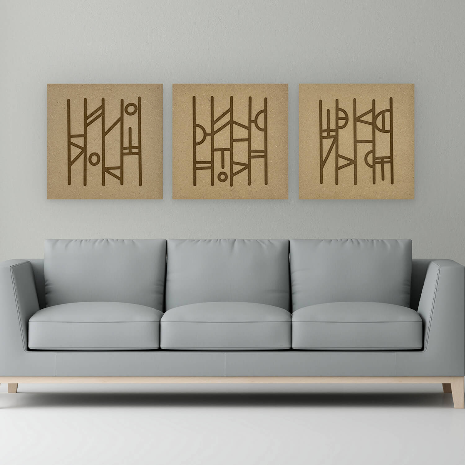 Tableau en bois gravé graphique