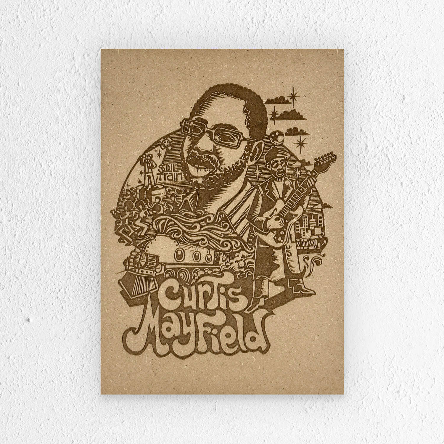 Tableau en bois Curtis Mayfield
