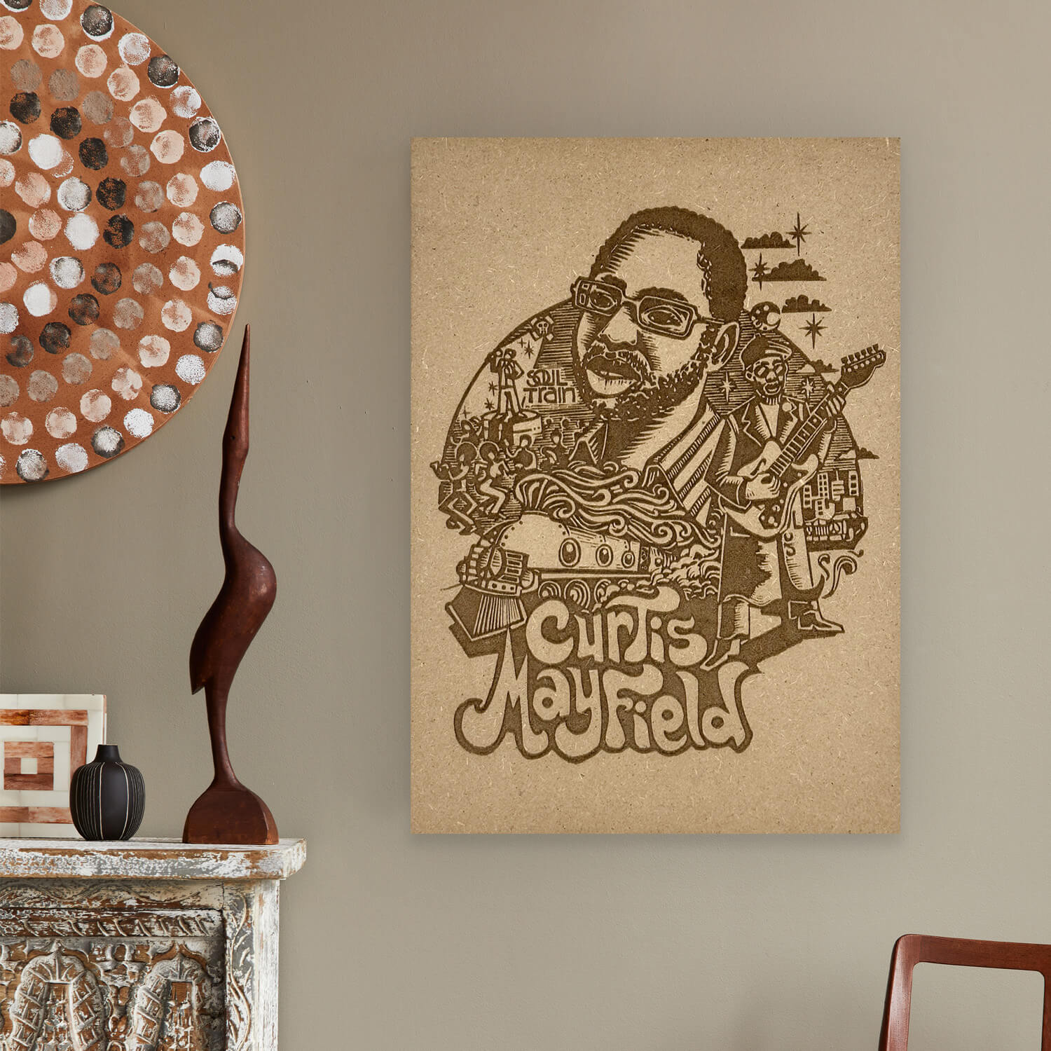 Tableau en bois Curtis Mayfield