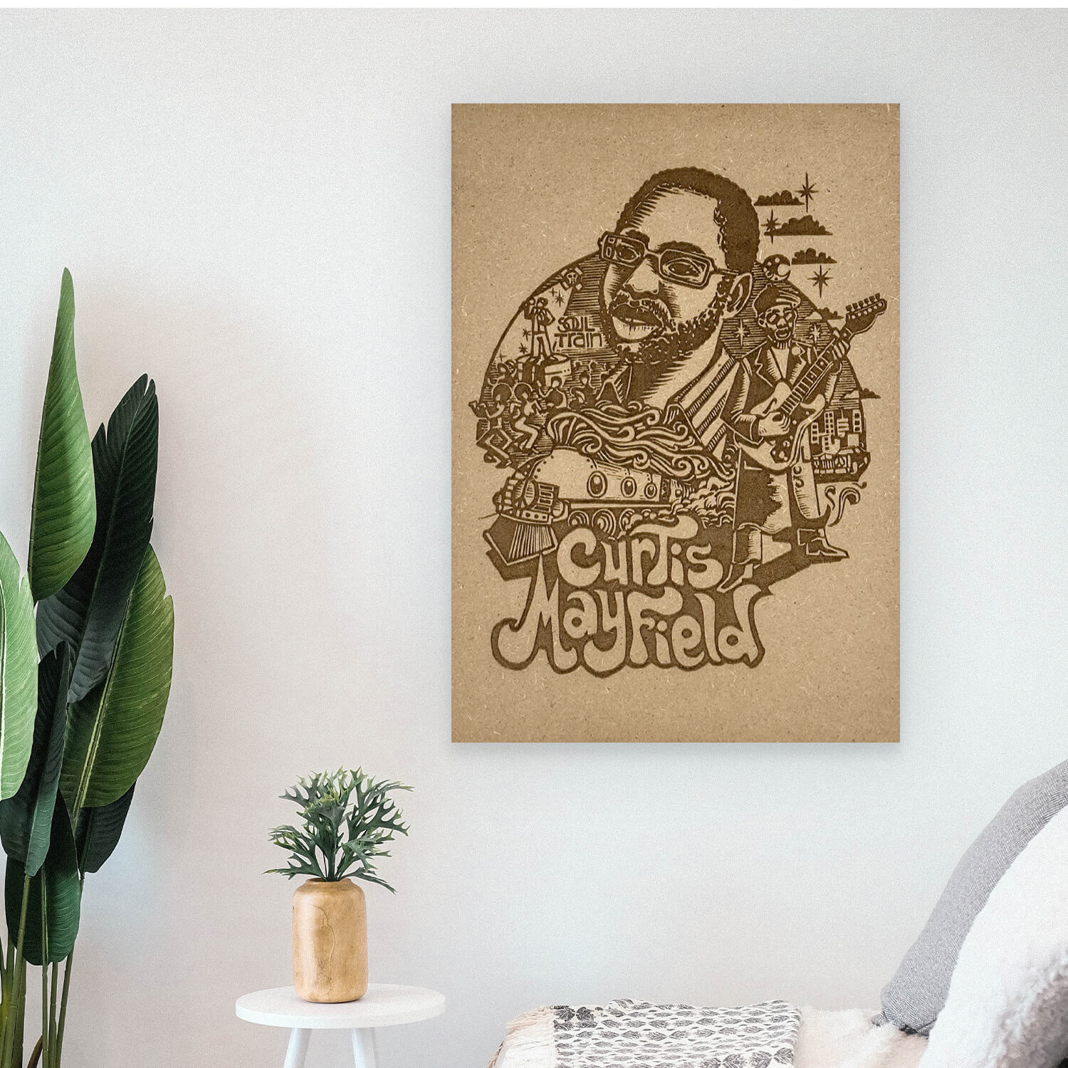 Tableau en bois Curtis Mayfield