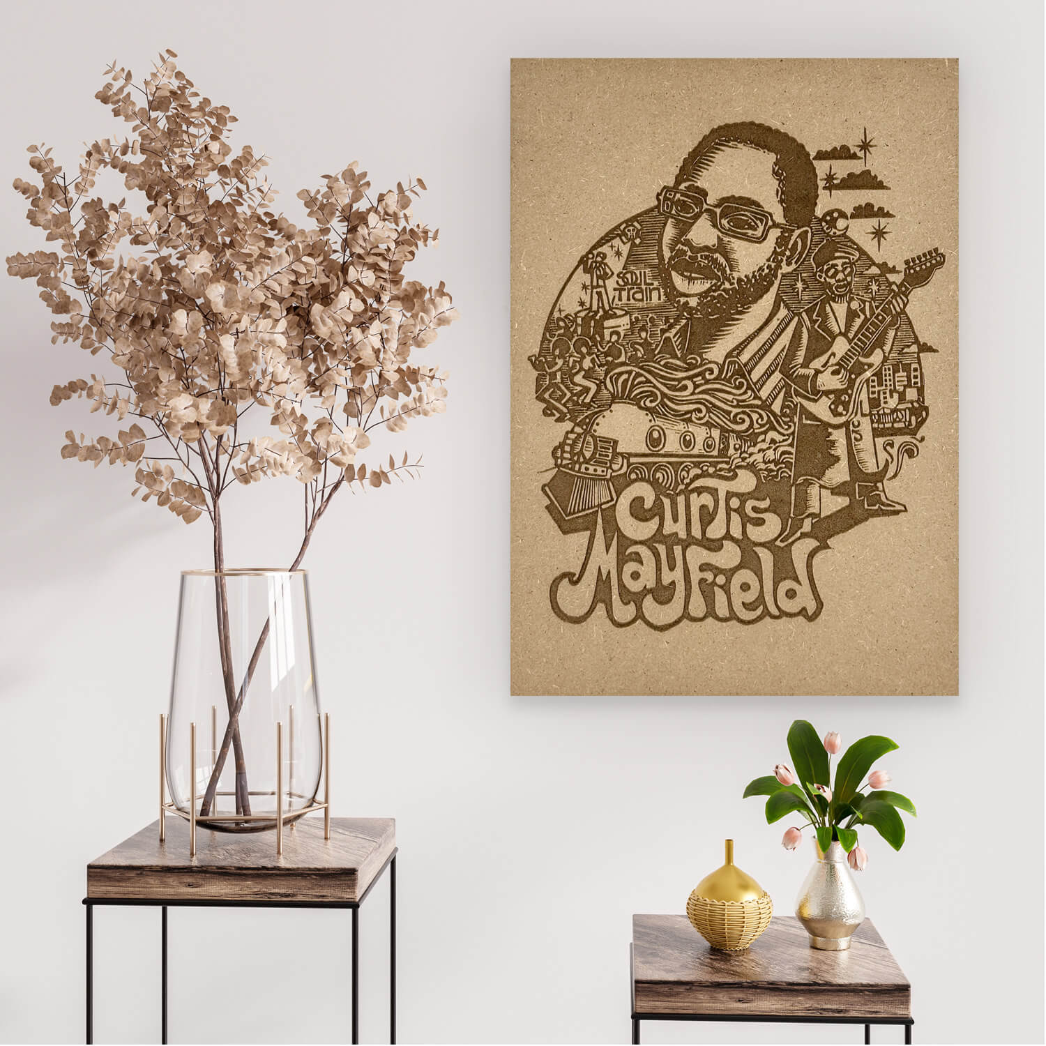 Tableau en bois Curtis Mayfield
