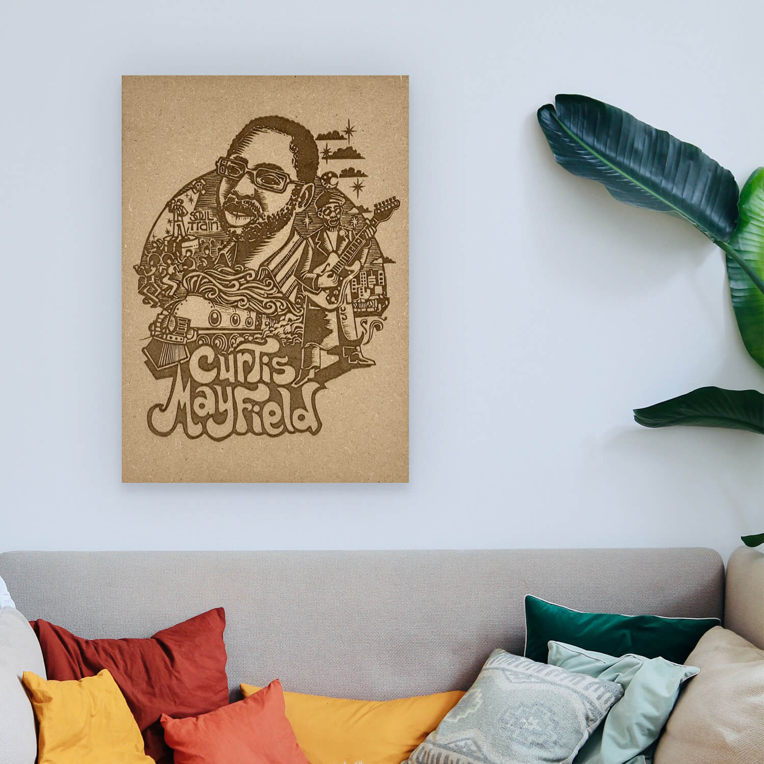 Tableau en bois Curtis Mayfield